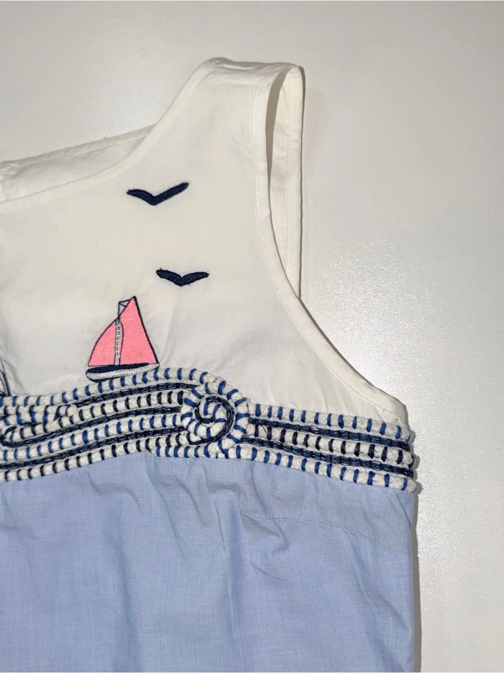 TALBOTS Sleeveless Shirt Cute Coastal Grandma Cruise Sailboat Ocean Women’s XS